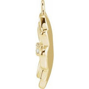 Diamond Magnolia Enamel Dangle — 14K Yellow Gold