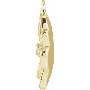 Diamond Magnolia Enamel Dangle — 14K Yellow Gold