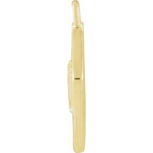 Diamond Heart Enamel Postcard Dangle — 14K Yellow Gold