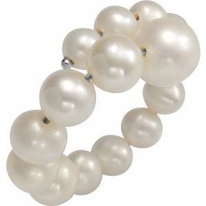 Sterling Silver Cultured White Freshwater Pearl Ring