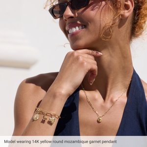 Mozambique Garnet Cherry Charm — 14K Yellow Gold