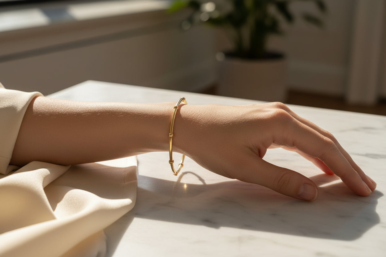 Mixed Bead Stretch Bracelet — 14K Gold-Filled