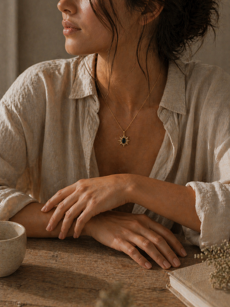 Midnight Sol Pendant — 14K Yellow Gold
