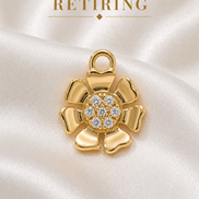 Diamond Flower Dangle — 14K Yellow Gold