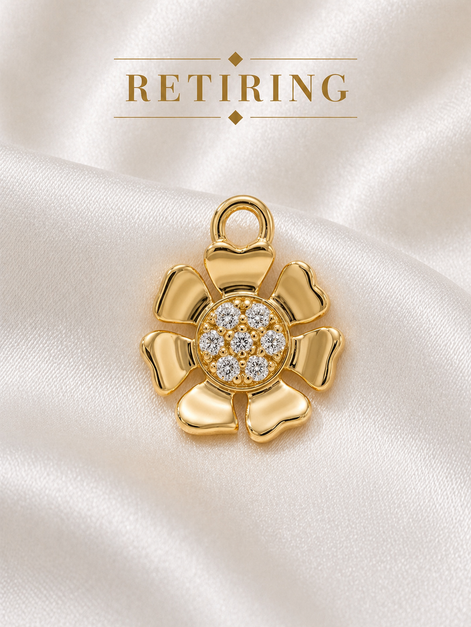 Diamond Flower Dangle — 14K Yellow Gold