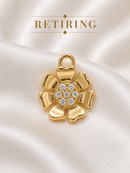 Diamond Flower Dangle — 14K Yellow Gold