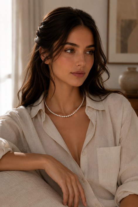 Lumen Pearl Necklace — Sterling Silver