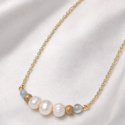 Argentinian Blue Calcite & Pearl Necklace — 14K Gold-Filled