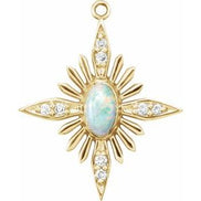 Natural White Opal & .05 CTW Natural Diamond Star Earring Charm — 14K Yellow Gold