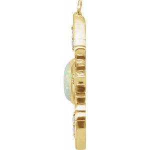 Natural White Opal & .05 CTW Natural Diamond Star Earring Charm — 14K Yellow Gold