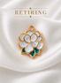 Diamond Magnolia Enamel Dangle — 14K Yellow Gold