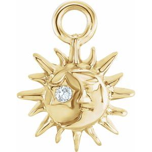 Diamond Sun & Moon Earring Charm — 14K Yellow Gold