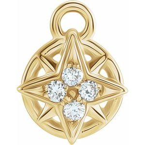 Diamond Compass Dangle — 14K Yellow Gold