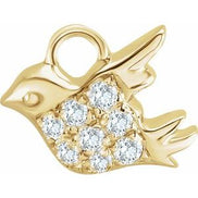 Diamond Bird Earring Charm — 14K Yellow Gold