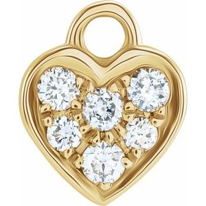 Diamond Heart Earring Charm — 14K Yellow Gold