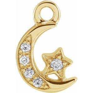 Diamond Moon & Star Dangle — 14K Yellow Gold
