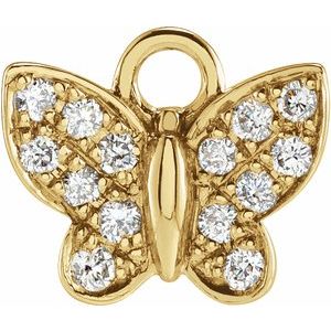 Diamond Butterfly Earring Charm — 14K Yellow Gold
