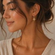 Natural White Opal & .05 CTW Natural Diamond Star Earring Charm — 14K Yellow Gold
