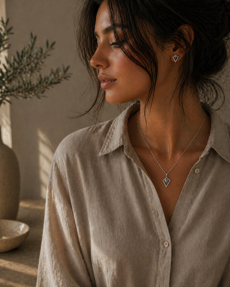 Open Sky Turquoise Pendant — Sterling Silver