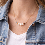 Argentinian Blue Calcite & Pearl Necklace — 14K Gold-Filled