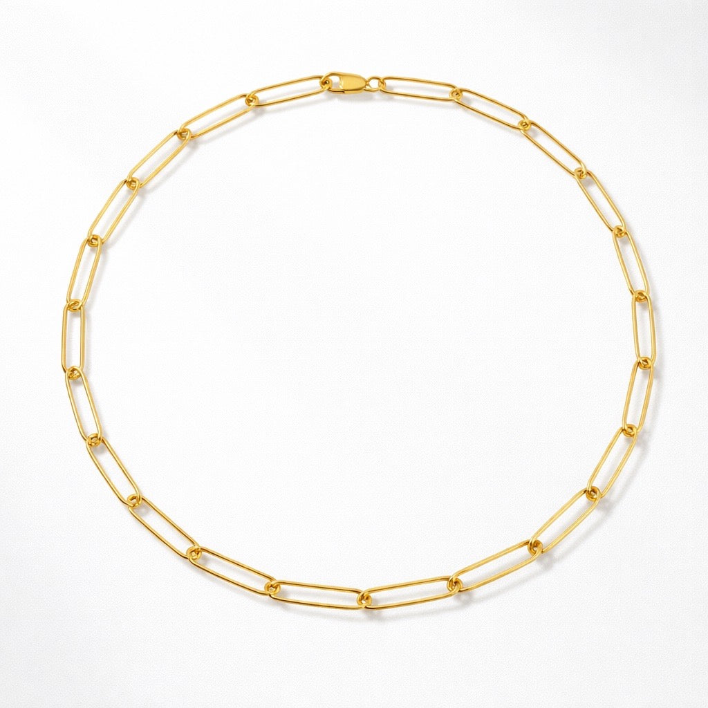 Paperclip-Style Chain Necklace — 14K Gold-Filled