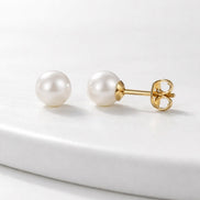 Freshwater Pearl Stud Earrings — 14K Yellow Gold