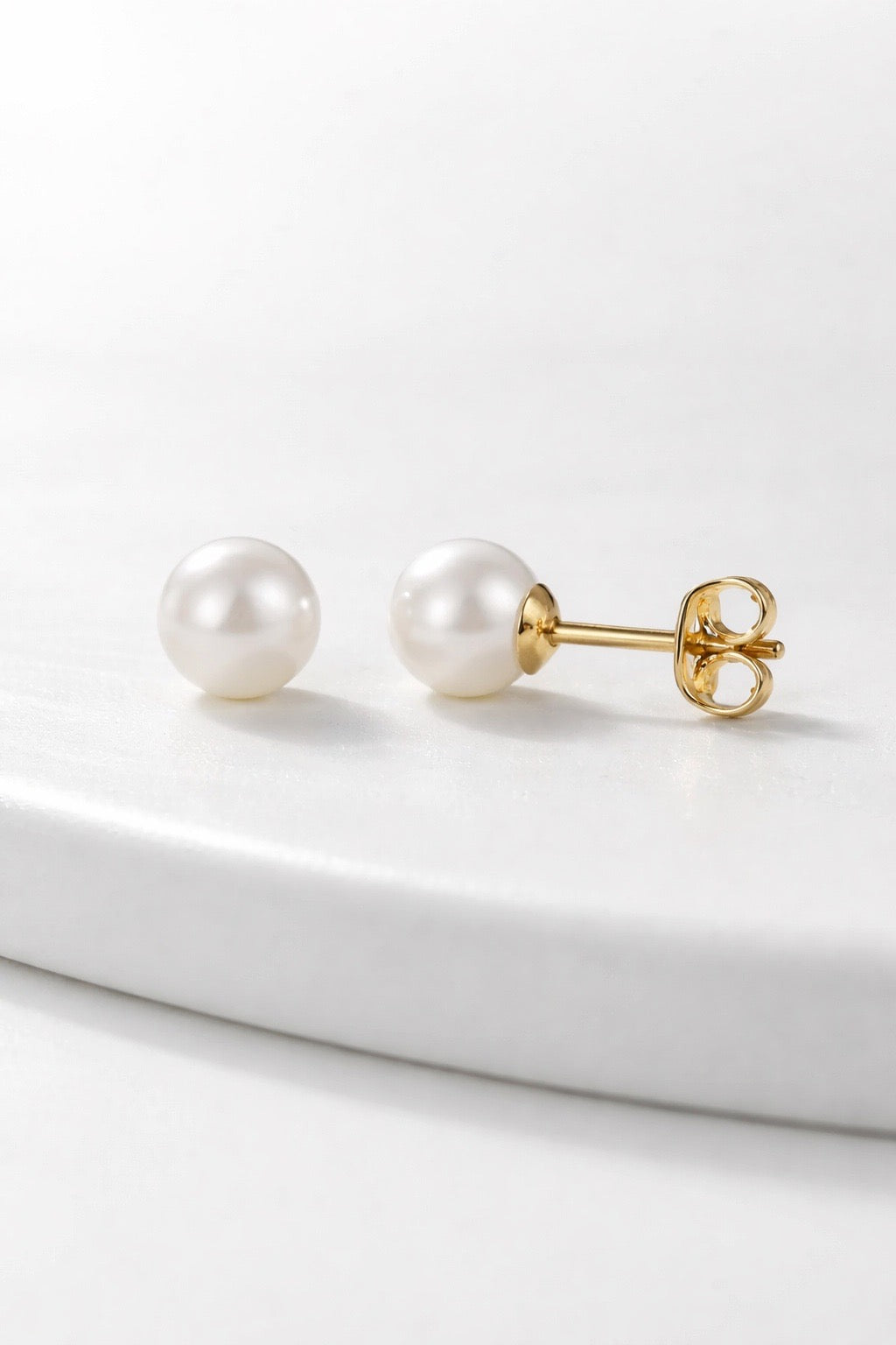 Freshwater Pearl Stud Earrings — 14K Yellow Gold