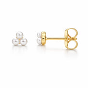 Pearl Trio Stud Earrings — 14K Yellow Gold