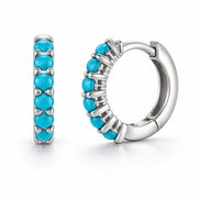 Turquoise Hoop Earrings — Sterling Silver