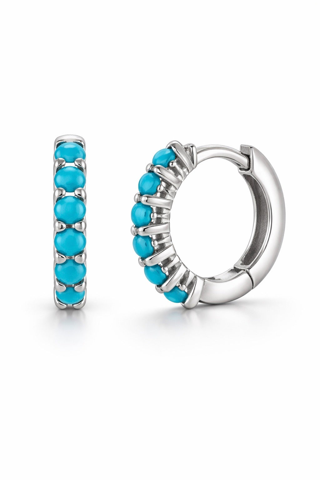Turquoise Hoop Earrings — Sterling Silver