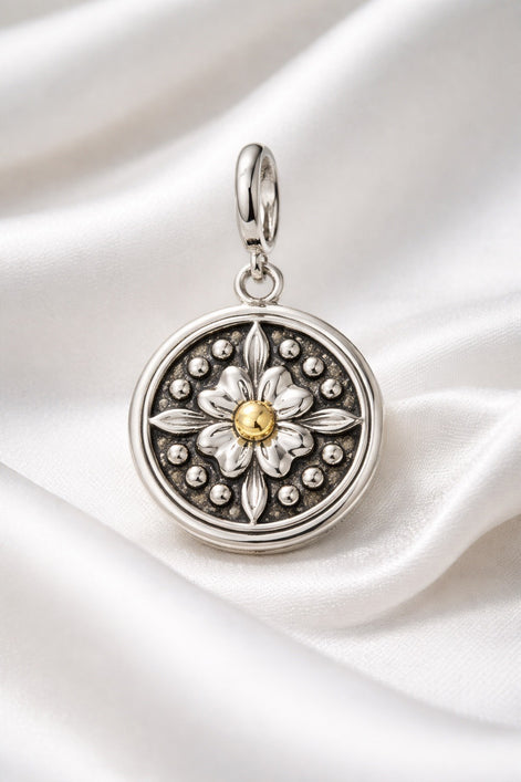 Ever Bloom Medallion — Sterling Silver & 14K Yellow Gold