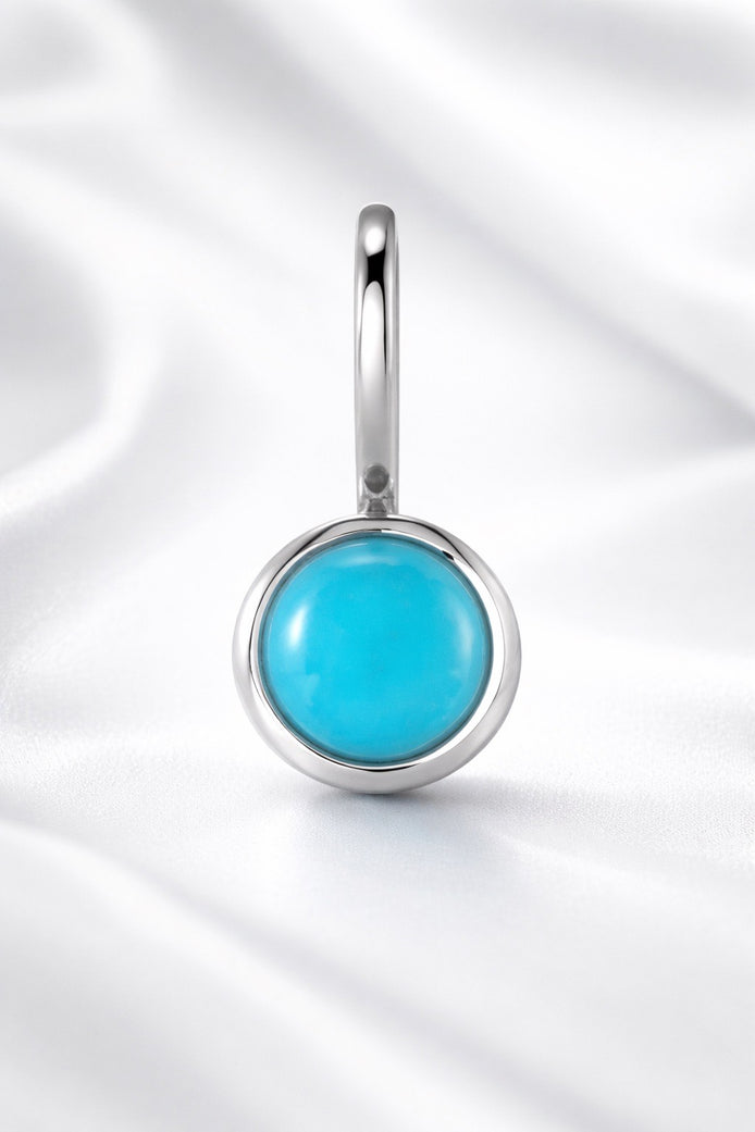 Round Turquoise Pendant — Sterling Silver