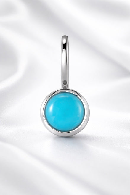 Round Turquoise Pendant — Sterling Silver