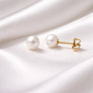 Freshwater Pearl Stud Earrings — 14K Yellow Gold