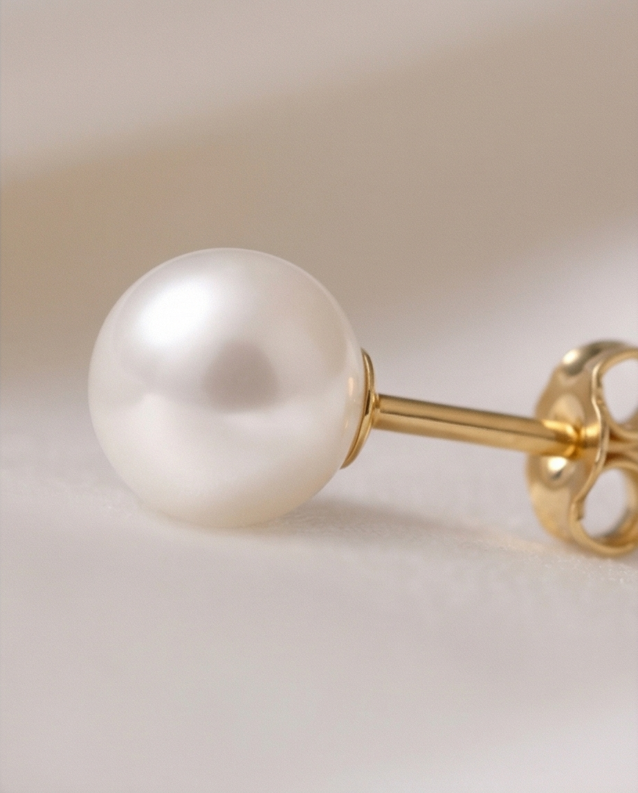 Freshwater Pearl Stud Earrings — 14K Yellow Gold