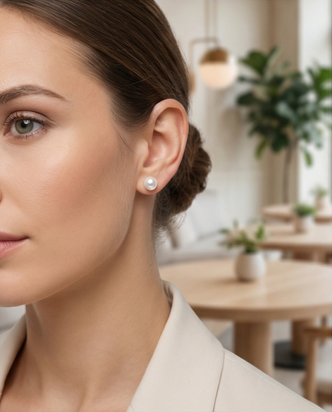 Freshwater Pearl Stud Earrings — 14K Yellow Gold