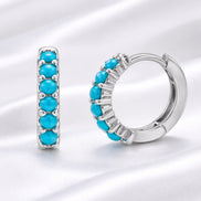 Turquoise Hoop Earrings — Sterling Silver