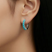 Turquoise Hoop Earrings — Sterling Silver
