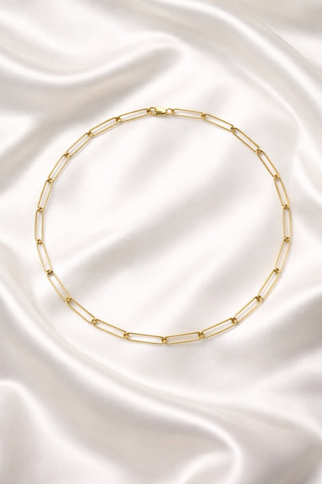 Paperclip-Style Chain Necklace — 14K Gold-Filled
