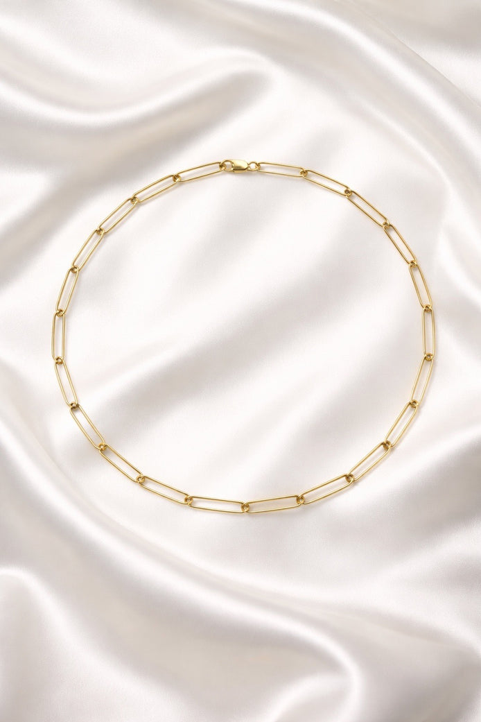 Paperclip-Style Chain Necklace — 14K Gold-Filled