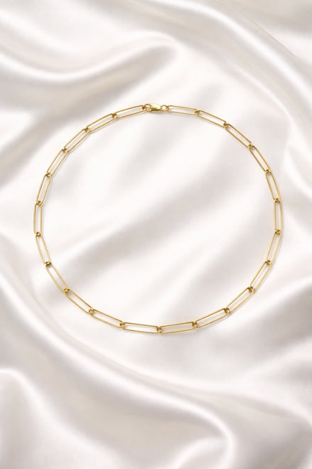 Paperclip-Style Chain Necklace — 14K Gold-Filled
