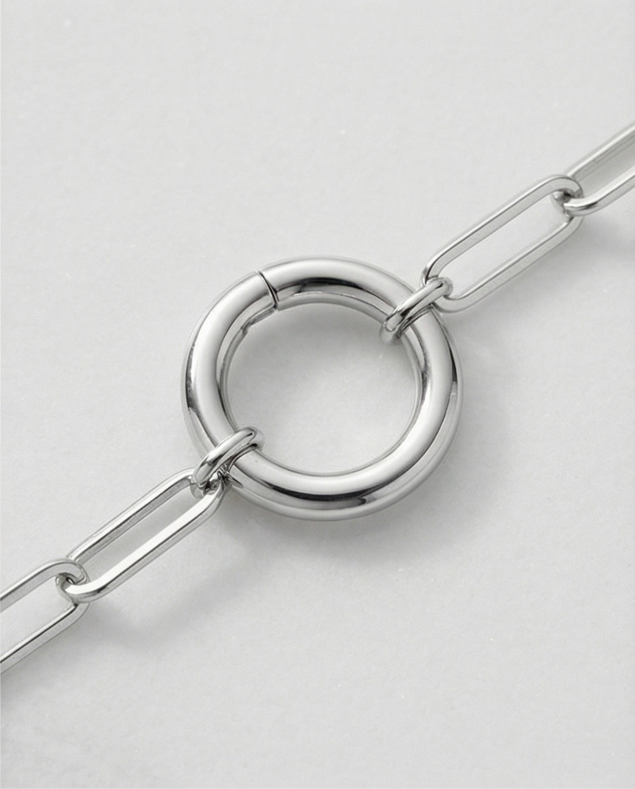 Sterling Silver Paperclip-Style Charm Bracelet 7.0-Inches