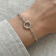 Sterling Silver Paperclip-Style Charm Bracelet 7.0-Inches
