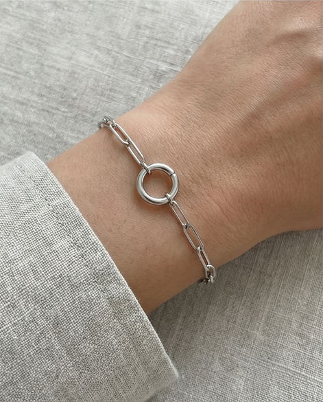 Sterling Silver Paperclip-Style Charm Bracelet 7.0-Inches