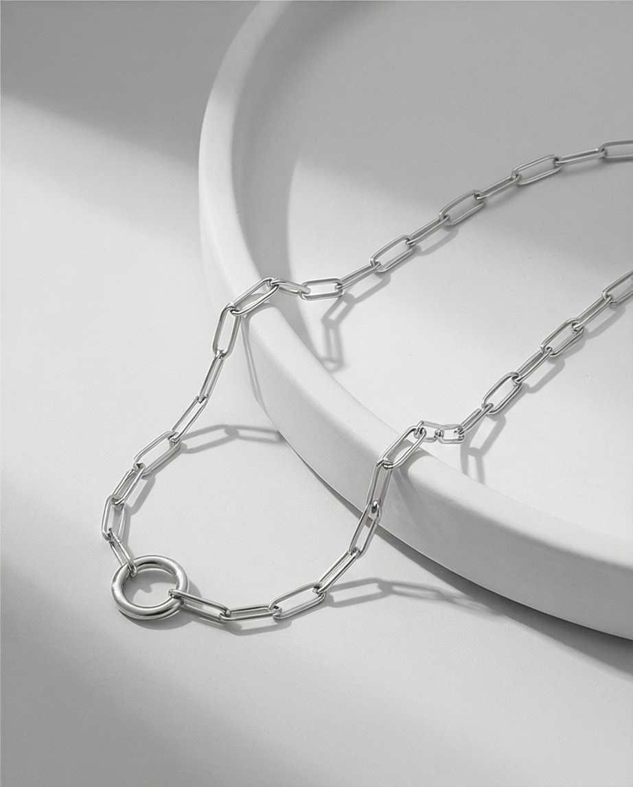 Sterling Silver Paperclip-Style Charm Bracelet 7.0-Inches