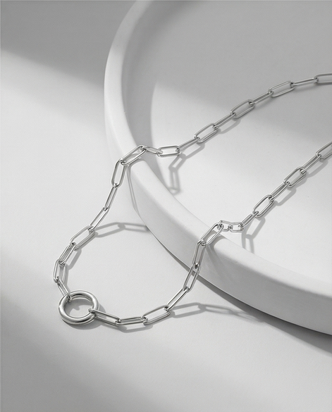 Sterling Silver Paperclip-Style Charm Bracelet 7.0-Inches
