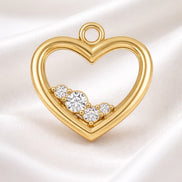 Diamond Heart Earring Charm — 14K Yellow Gold