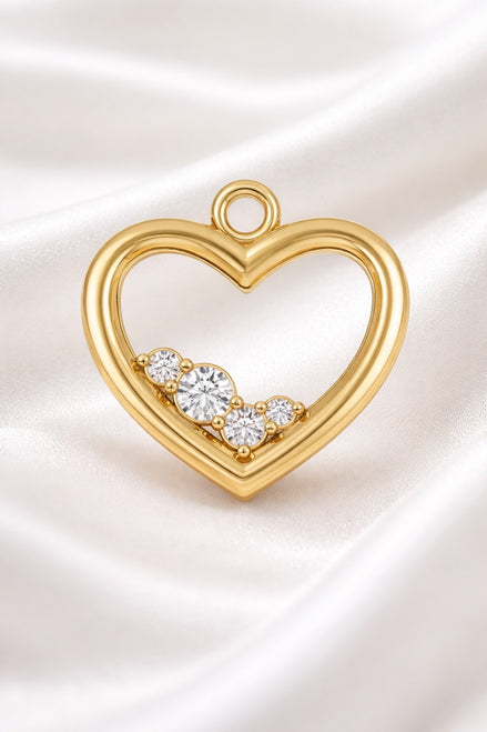 Diamond Heart Earring Charm — 14K Yellow Gold