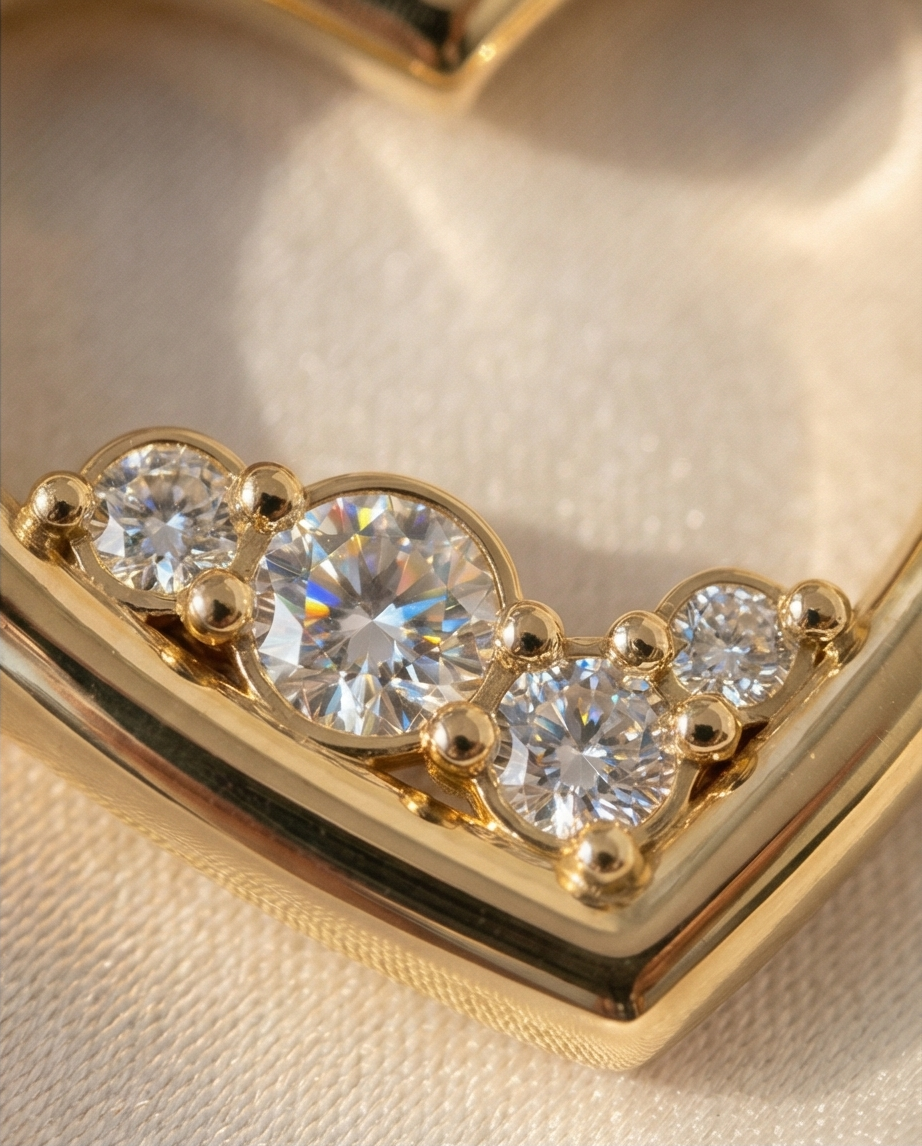 Diamond Heart Earring Charm — 14K Yellow Gold