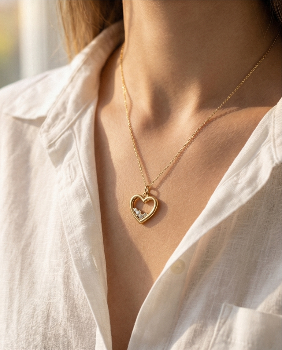 Diamond Heart Earring Charm — 14K Yellow Gold